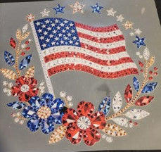 US Flag with Flowers HT