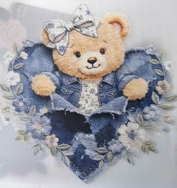 Blue Bear with Denim Heat Transfer