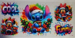 Mickey, Minnie and Stitch Christmas UV DTF Transfer