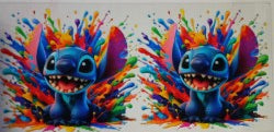 Stitch with Pain Splash UV DTF Transfer