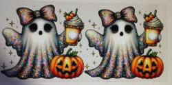 Ghost with pumpkin and drink UV DTF Transfer