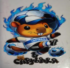 Capybara playing soccer UV DTF Decals