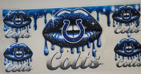Colts Lips UV DTF Transfers 16oz Cup Wrap