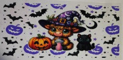Highland Cow with Bats UV DTF Transfer