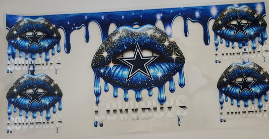Cowboys Lips UV DTF Transfers 16oz Cup Wrap