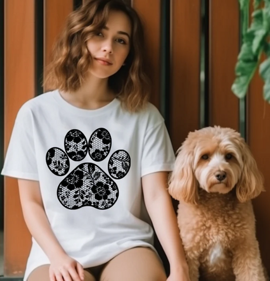 Lace Dog Paw - Single Screen Print Transfer