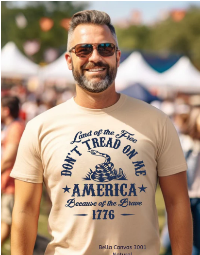 Land of the Free Don't Tread On Me Navy Blue RTS Screen Print Transfer