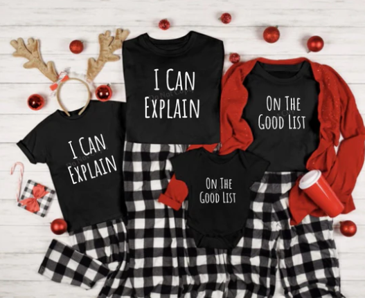 Santa's List Family Set - On the Good List Infant/Toddler, Youth, & Adullt