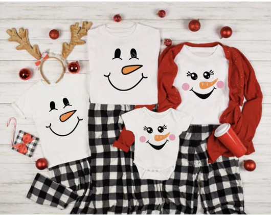 Snowman Face Family Set Girl Snowman Infant/Toddler, Youth, & Adult
