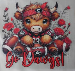 Highland Cow Go Dawgs Heat Transfer