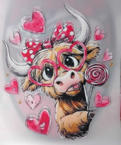 Cow with Lollipop - Valentines Heat Transfer Kids