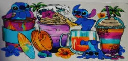 Stitch with drink cups UV DTV Transfer