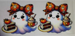 Ghost with Cake and Drink UV DTF Transfer