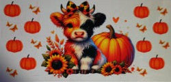 Highland Cow with Pumpkins UV DTF Transfer