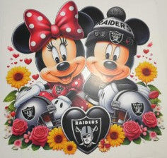 Mickey and Minnie Las Vegas Raiders Football Heat Transfer