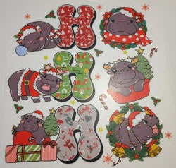 HO HO HO Hippo Christmas Heat Transfer
