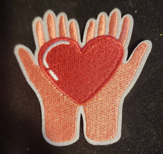 Heart in Palm of Hand Iron On Patch