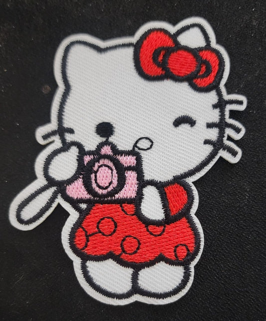 Hello Kitty with Camera Iron On Patch