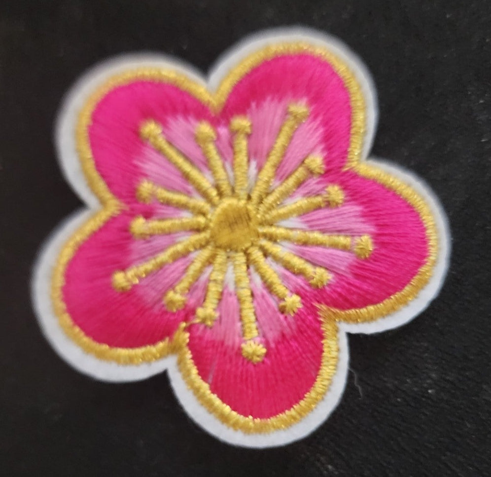 Pink Flower Iron On Patch