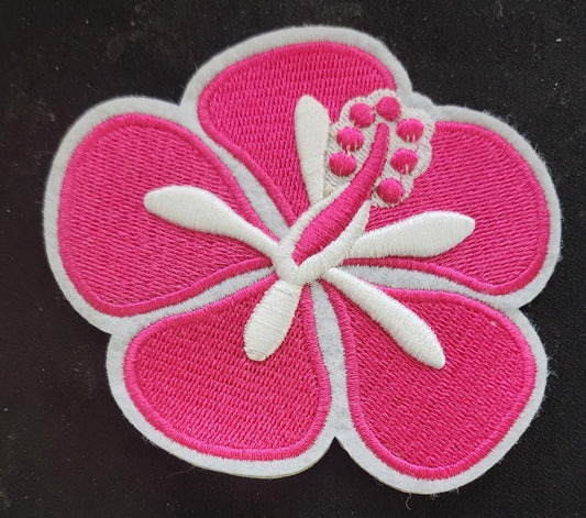 Pink Hibiscus Iron On Patch