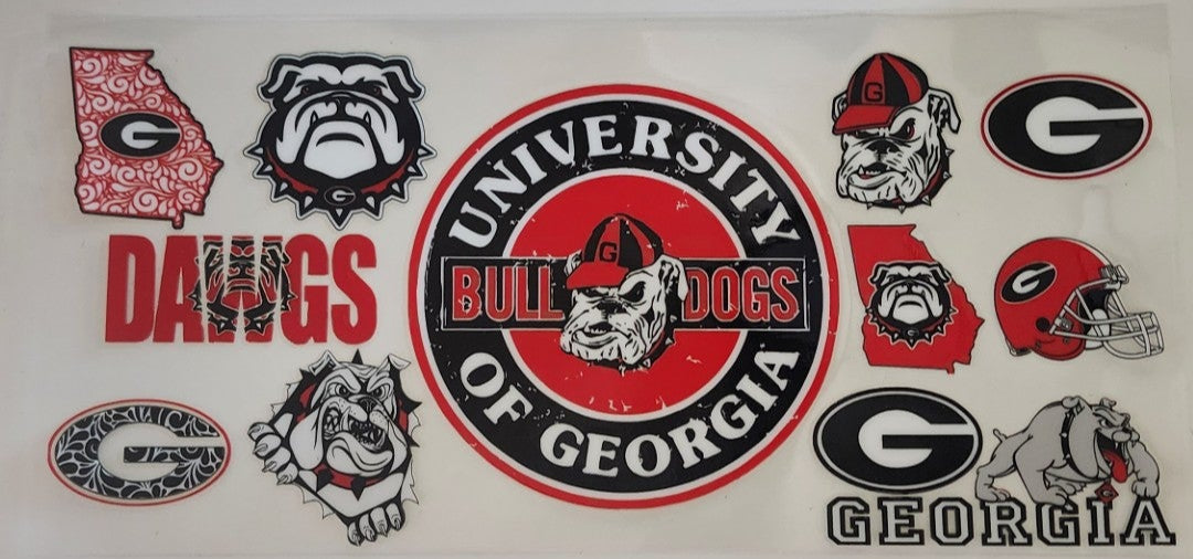 University of Georgia (Bulldogs) UV DTF Transfers 16oz Cup Wrap