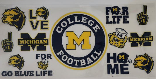 College M Football (Michigan) UV DTF Transfers 16oz Cup Wrap