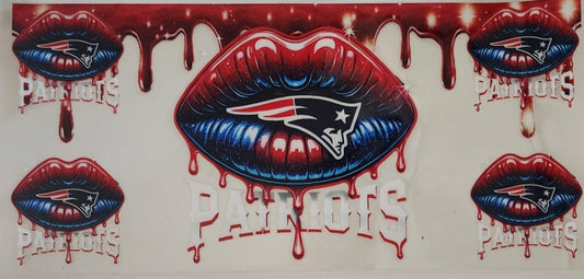 Patriots Lips UV DTF Transfers 16oz Cup Wrap