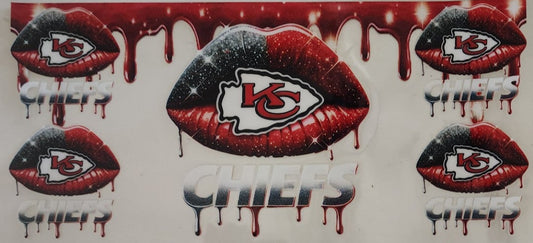 Chiefs Lips UV DTF Transfers 16oz Cup Wrap