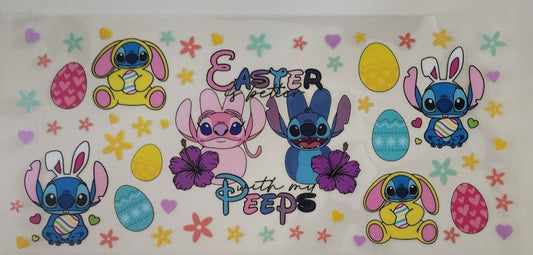 Stitch Easter UV DTF Transfers 16oz Cup Wrap