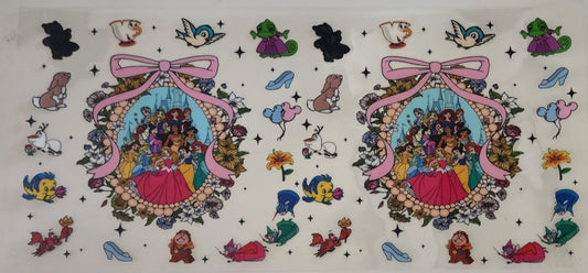 Princess w/Animals UV DTF Transfers 16oz Cup Wrap