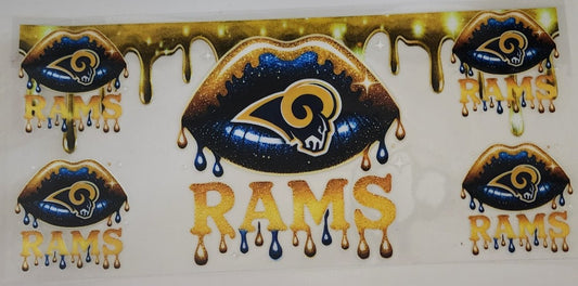 Rams Lips UV DTV Transfers 16oz Cup Wrap