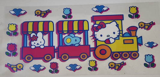 Hello Kitty Train UV DTF Transfers 16oz Cup Wrap