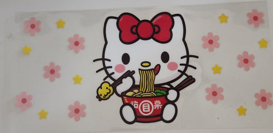 Hello Kitty eating Ramen UV DTF Transfers 16oz Cup Wrap