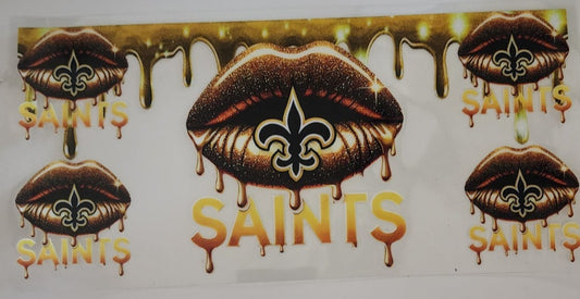 Saints Lips UV DTF Transfers 16oz Cup Wrap