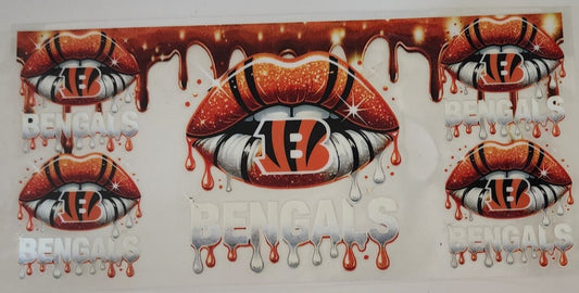 Bengals Lips UV DTF Transfers 16oz Cup Wrap