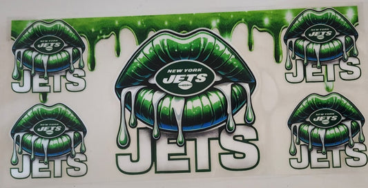 NY Jets Lips UV DTF Transfers 16oz Cup Wrap