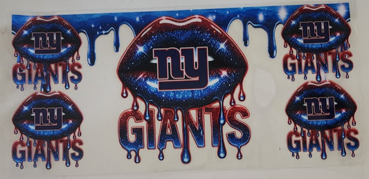NY Giants Lips UV DTF Transfers 16oz Cup Wrap