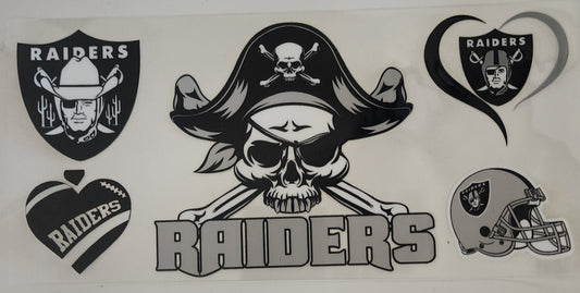 Raiders Skeleton UV DTF Transfers 16oz Cup Wrap