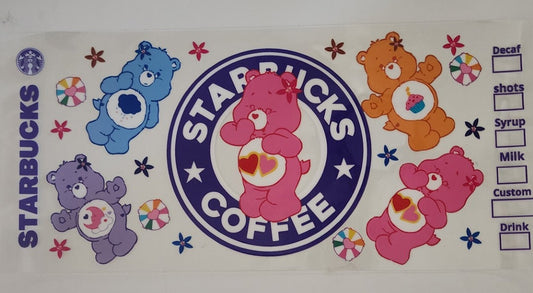 Carebears UV DTF Transfers 16oz Cup Wraps