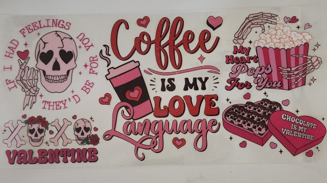 Coffee is My Love Language UV DTF Transfer 16oz Cup Wrap