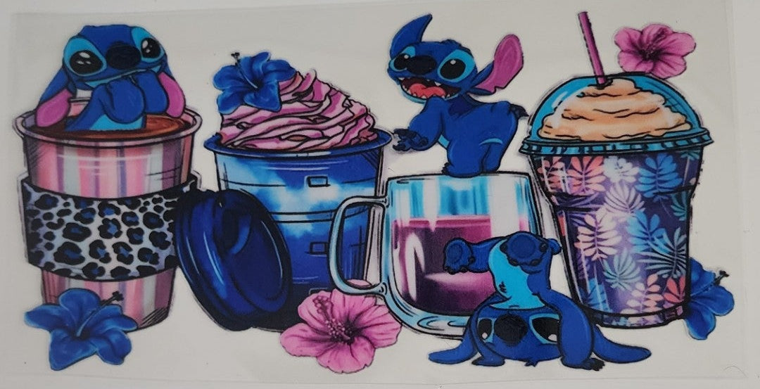 Stitch w/Drinks UV DTF Transfers 16oz Cup Wrap