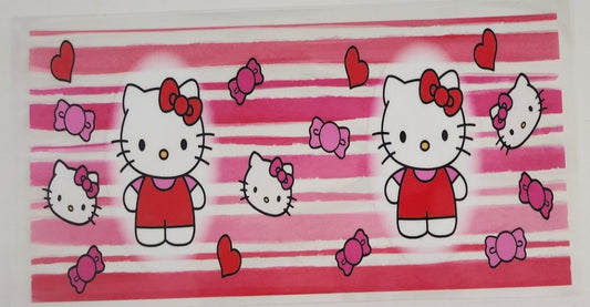 Hello Kitty with Bows and Hearts UV DTF Transfers 16oz Cup Wrap