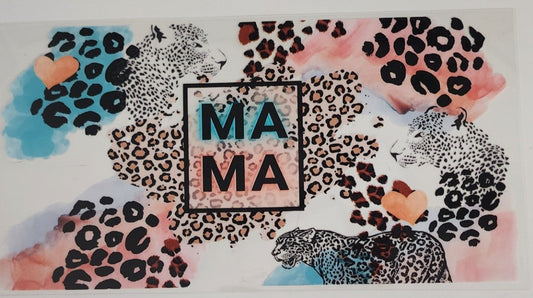Mama Cheetah UV DTF Transfers 16oz Cup Wrap