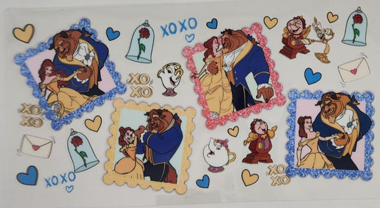Beauty & the Beast UV DTF Transfers 16oz Cup Wrap