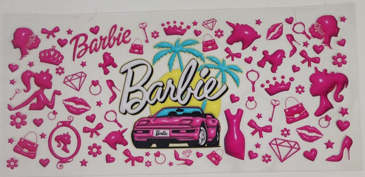 Barbie UV DTF Transfers 16oz Cup Wrap