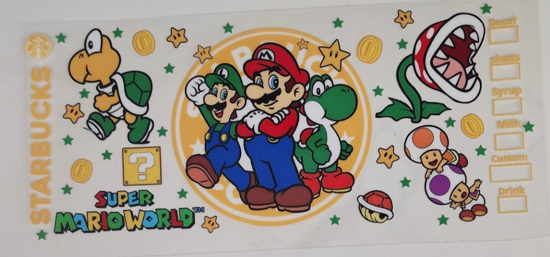Super Mario World UV DTF Transfers 16oz Cup Wrap